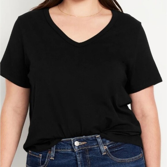 OLD NAVY EveryWear V Neck Slub-Knit T-Shirt Color BLACK JACK Nwt 2x Plus Size - Picture 4 of 12